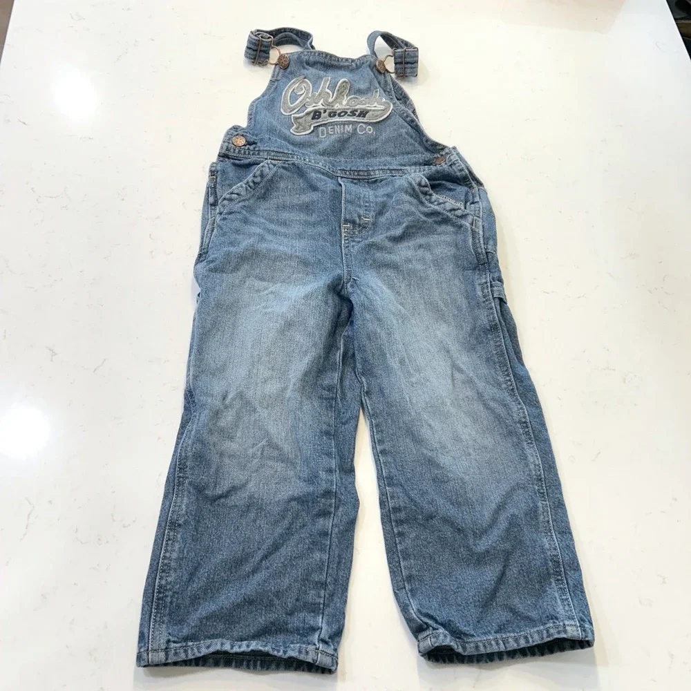 vintage oshkosh b'gosh 4t blue denim carpenter overalls dungarees